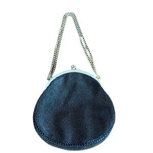 Vintage HONG KONG Black Beaded Evening Bag~Purse/Handbag~w/Gold Tone Frame